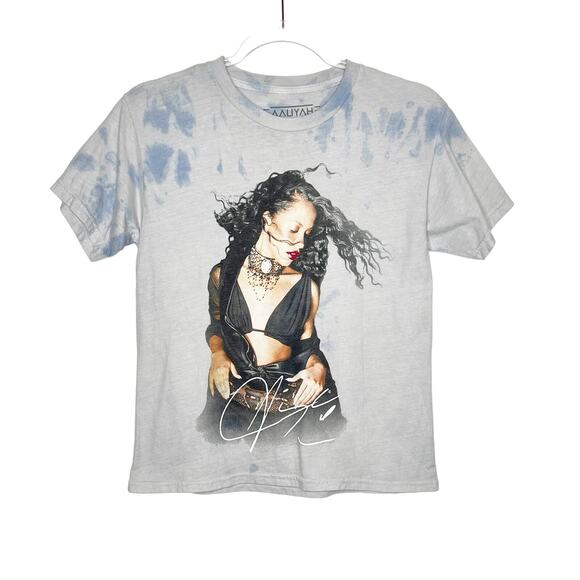 AALIYAH Vintage Concert T-Shirt Short Sleeve Crew Neck Pullover Tie-Dye Blue XS - Picture 6 of 6